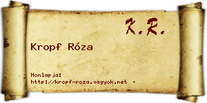 Kropf Róza névjegykártya